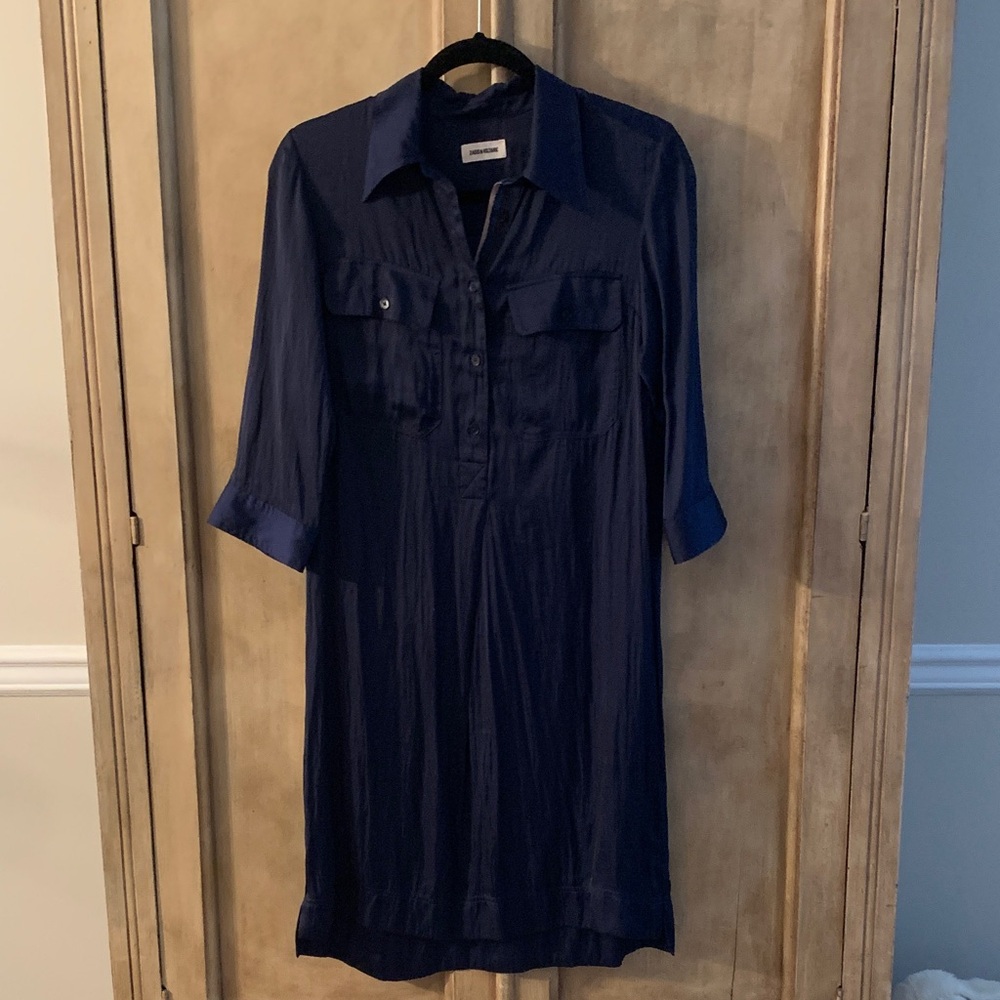 Zadig & Voltaire Midnight Blue MIDI shirt dress SZ small